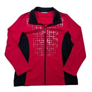 Y2K Three Hearts Red Black Sequin Geometric Full Zip Jacket